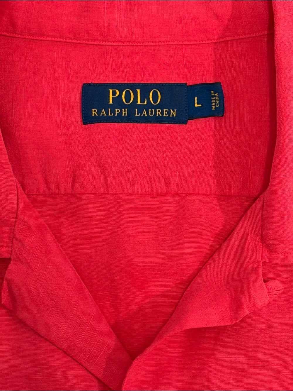 Polo by Ralph Lauren Linen Satin Camp Collar Shirt Men’s Large Coral - Picture 3 of 8